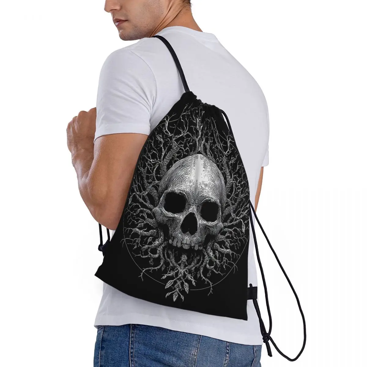 

Рюкзаки с принтом «Скелетное дерево», повседневные сумки-мешки на шнурке, сумки для хранения, сумки для книг, для путешествий и школы