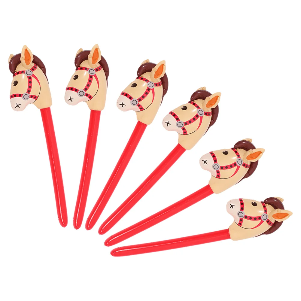 Inflatable Pump Horse Head Stick Sports Cheering Toy Party Supplies Hobby Balloons