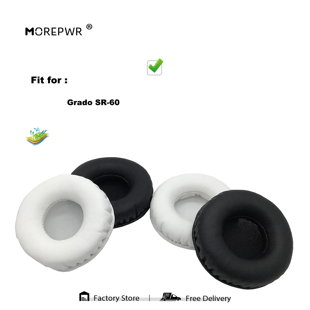 Morepwr Neue Upgrade-Ersatz-Ohrpolster für Grado SR60 Headset-Teile, Lederkissen, Samt-Ohrenschützer-Hülle