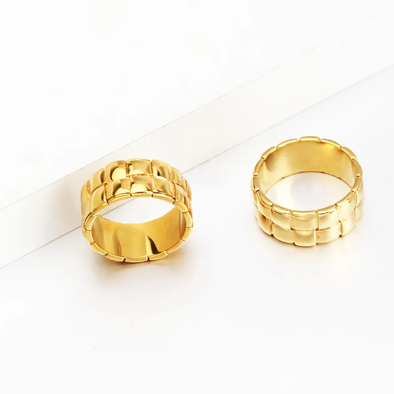 

MEHOPE Polished Copper Material Hypoallergenic Interlocking Lattice Geometric Design Men's Fashionable Ring Jewelry Gift