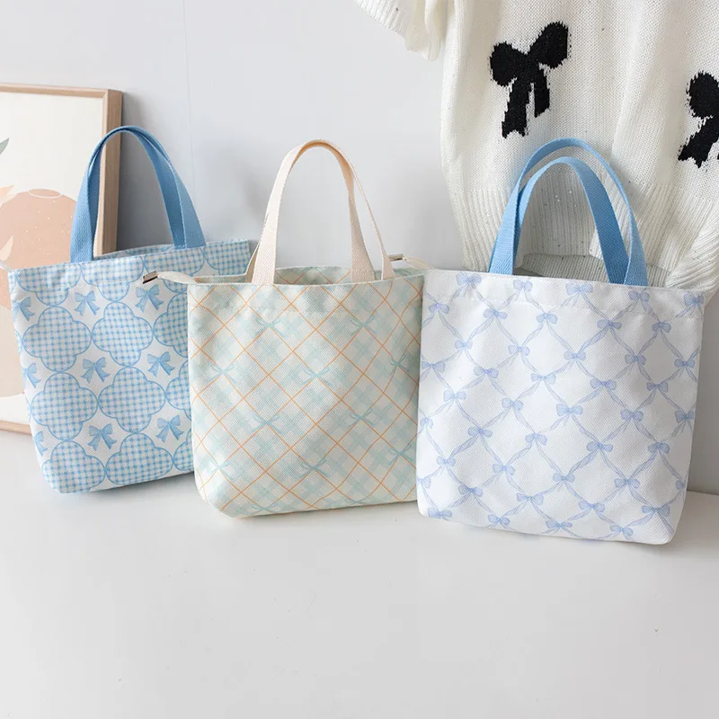 Modische süße Damenhandtasche, Einkaufstasche mit Schleifenaufdruck, große Kapazität, Aufbewahrungstasche für Schüler, Lehrbücher mit Reißverschluss