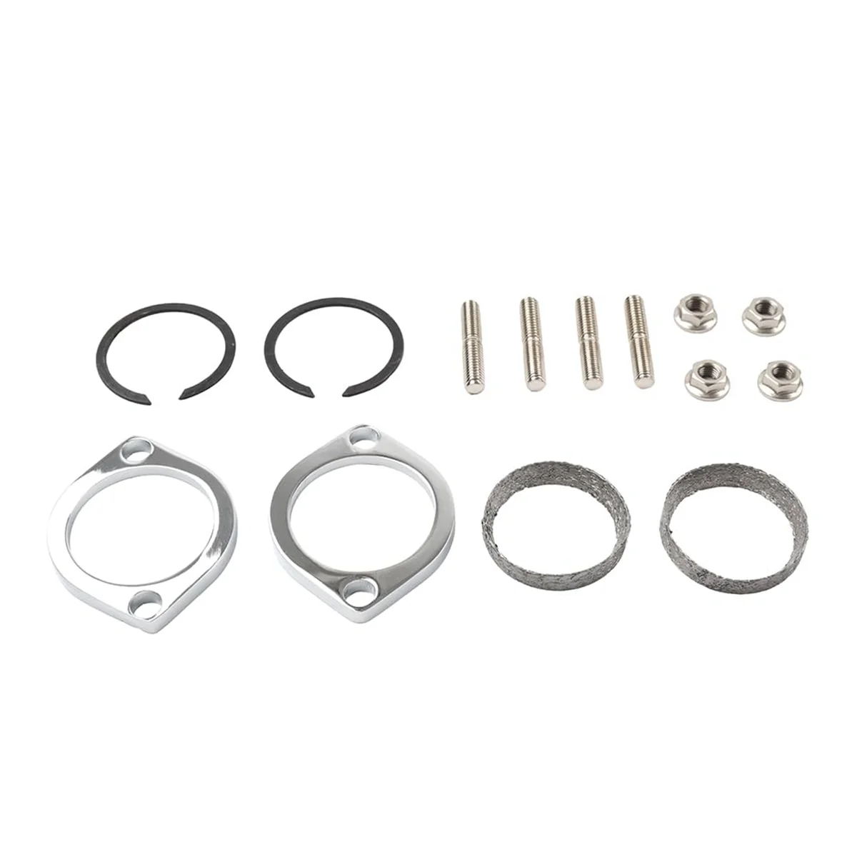 Exhaust Flange Install Kit Flanges Gaskets C-Clips Nuts Washers for Harley Softail Sportster Dyna Touring 30-0205