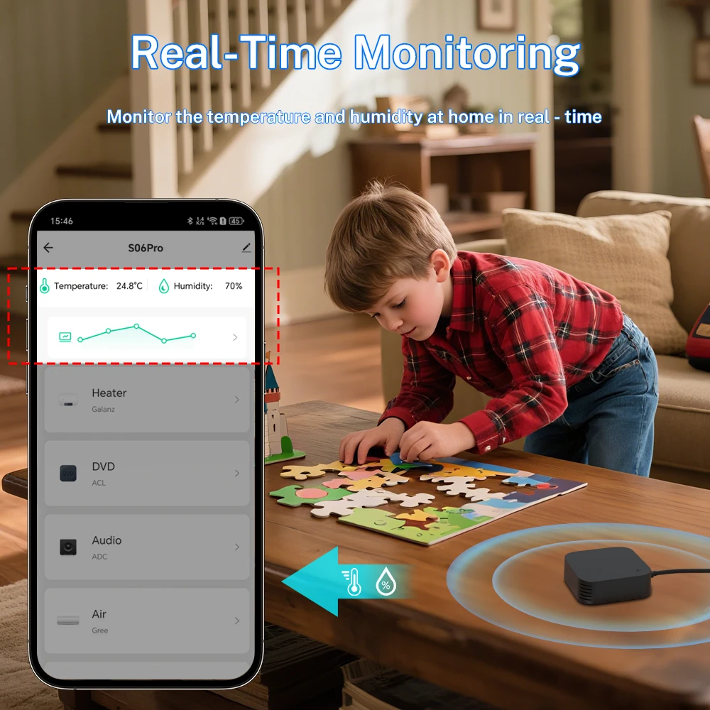 Tuya WiFi Smart IR Remote Control with Temperature Humidity Sensor for Air Conditioner TV DVD AC Works with Alexa Google Home