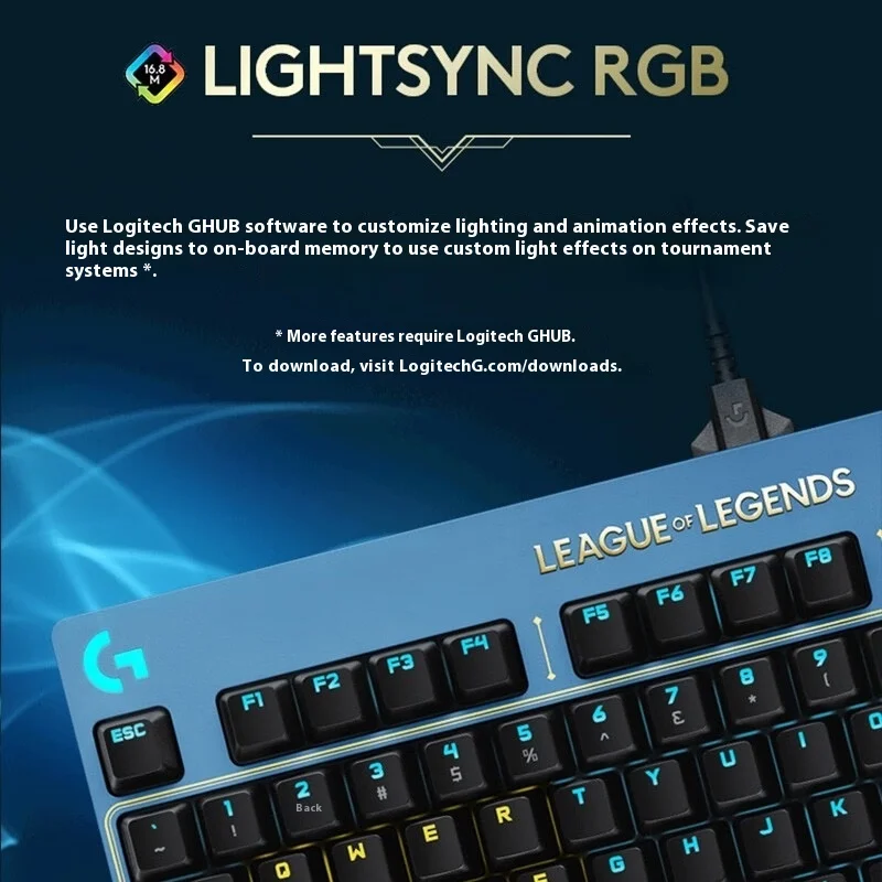 Imagem -04 - Logitech-g Pro Gaming Teclado Mecânico com Fio Rgb Backlight League of Legends Hex Eixo do Chá 87 Chaves Jogo E-sports