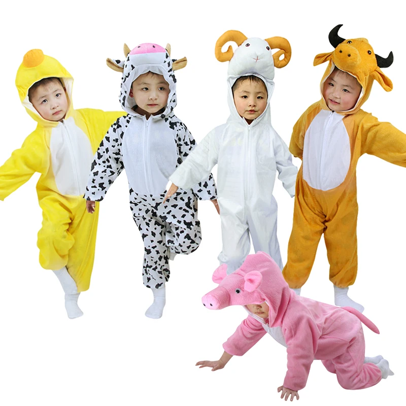 소년 소녀 만화 동물 겨울 따뜻한 점프 슈트 잠옷, 모자 포함 원피스 세트, 할로윈 및 크리스마스에 적합