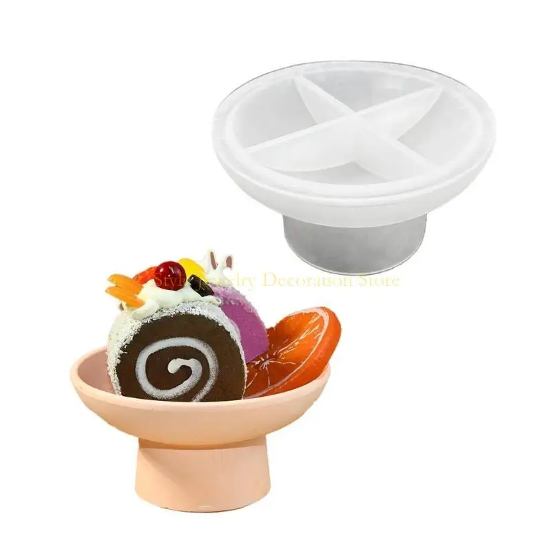 

D46E Artistic Silicone Mold for Footed Bowls and Home Organizing Tray Home Decoration