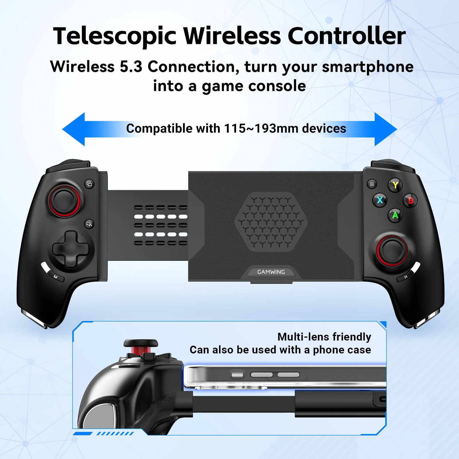Gamwing AB02 Gamepad وحدة تحكم ألعاب لاسلكية تعمل بالبلوتوث لأجهزة Android IOS PC Switch Universal Hall Rocker Linear Hall Trigger