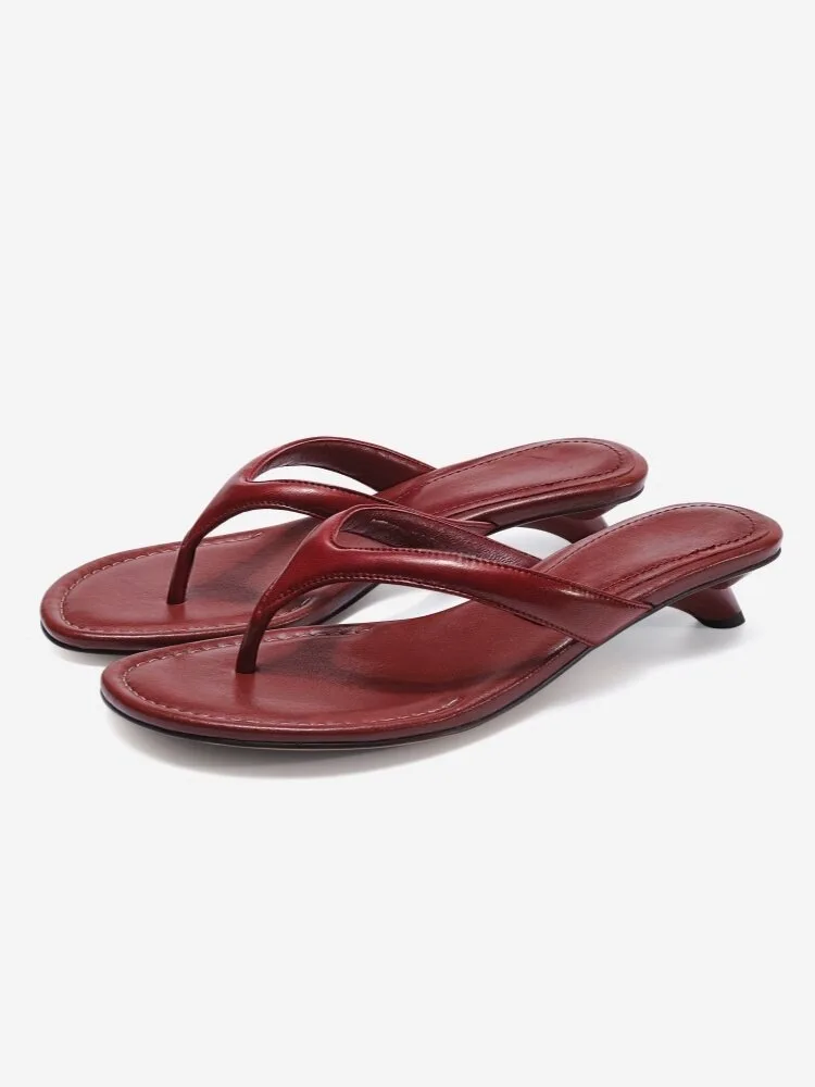 Kitten and French vacation style flip-flops premium oil wax sheepskin slippers casual sandals