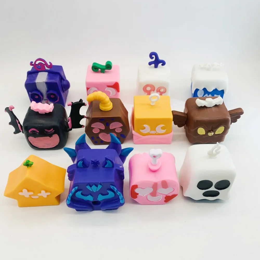 12Pcs/Set Blox Fruits Model Figures Toys Cartoon Square Devil Collection Action Figure Toys for Christmas Kid Birthday Gift