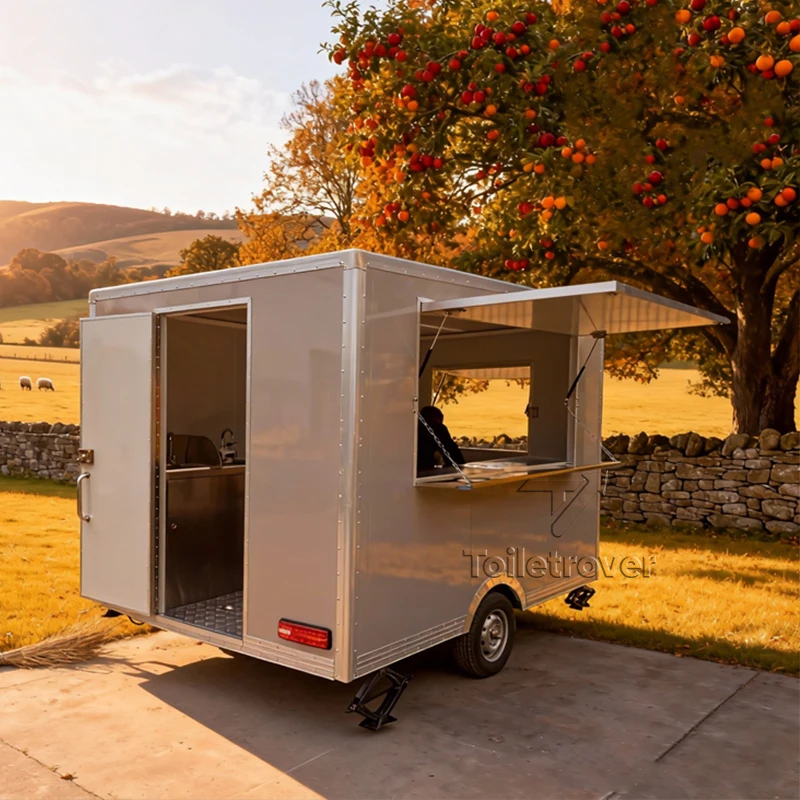 

Multifunctional Mobile Food Truck Trailer Commercial Food Truck Sweet Snack Curved Outdoor Mobile Food Trailer with Sinks