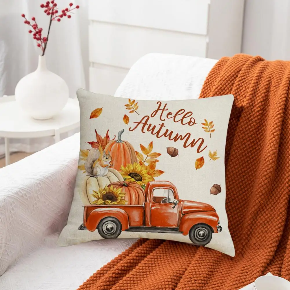 Wrinkle-resistant Pillowcase Autumn Farmhouse Pumpkin Harvest Decorative Throw Pillow Covers for Sofa Couch for Sofa