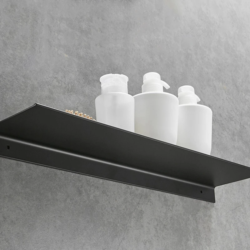 Abwr-rak dinding logam, rak mengambang hitam, rak kamar mandi, rak pajangan dinding, rak bumbu dapur terpasang di dinding