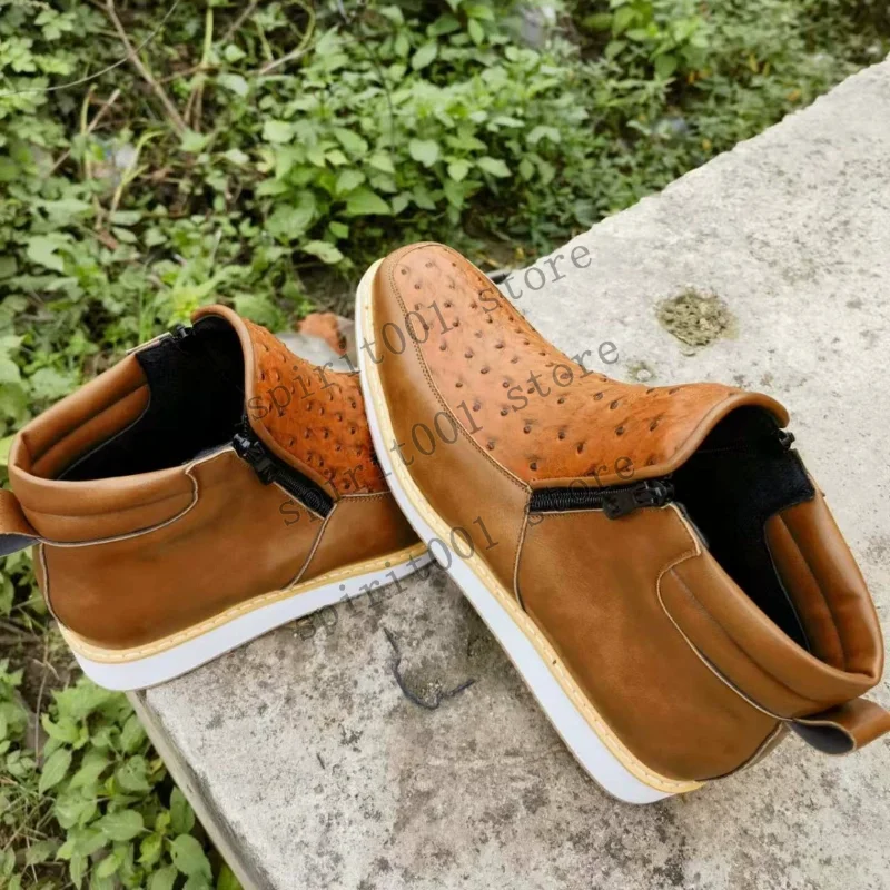 New European And American Medieval Viking Renaissance Square Toe Side Zipper Pattern Large Size Men Casual Short Boots - view 2
