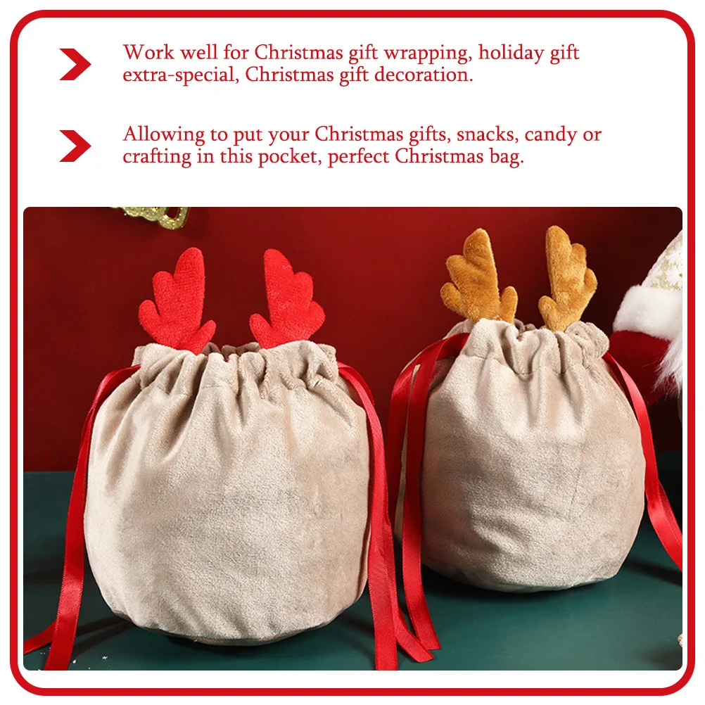 Bolsas de regalo de Navidad, bolsas festivas con cordón para dulces, embalaje, organizador de almacenamiento de regalos para niños, 2 uds.