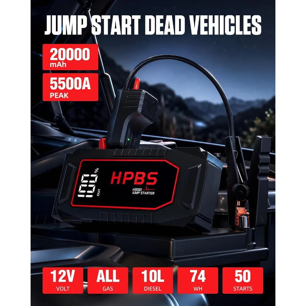 5500A Peak Jump Starter for All Gas & 10L Diesel Engines, 12V Portable with 3.0" LCD Display - view 2