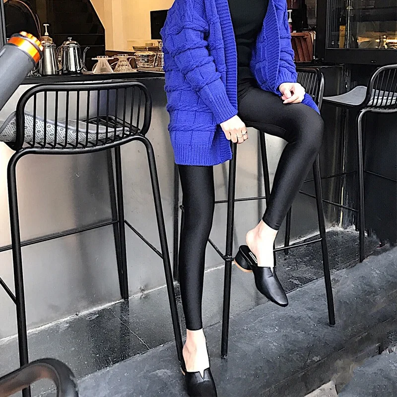 Donne Leggings nero lustro pantaloni avvolgere gamba ghiaccio seta Nylon Non Pilling piccolo spettacolo sottili belle gambe per gli uomini di grandi