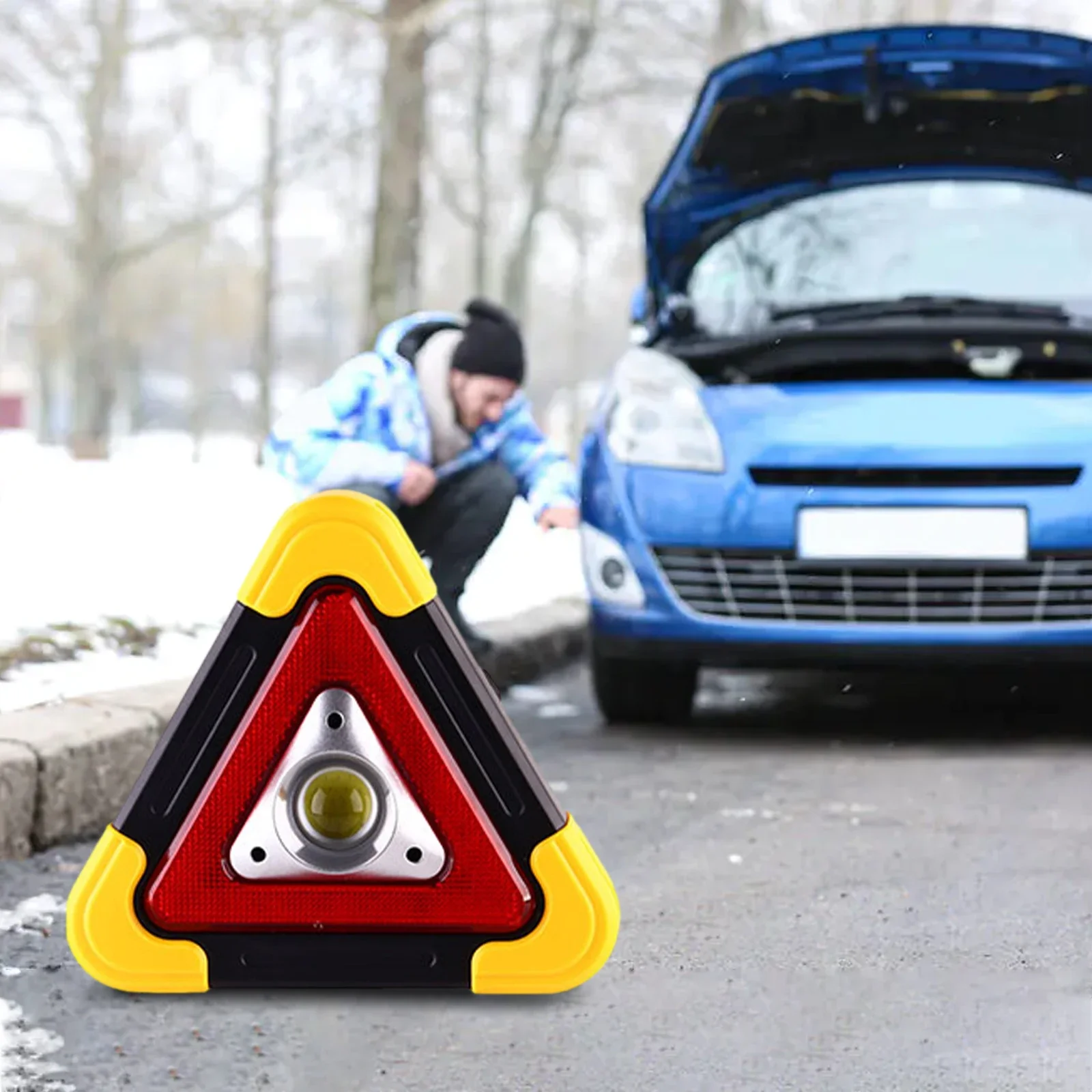 Triangle Warning Sign Triangle Car LED Work light Road Safety Emergency Breakdown Alarm lamp Portable Flashing light on hand