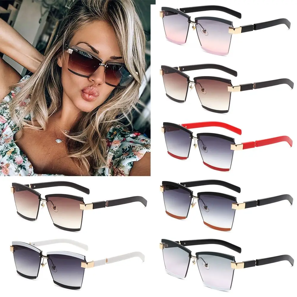 

Gradient Candy Color UV400 Rimless Frame Travel Eyewear Sun Glasses Shades Oversized Square Sunglasses