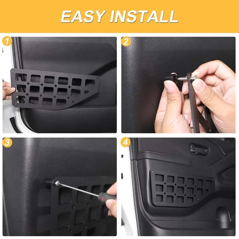 

For Nissan Frontier 2022-2025+ Aluminum Alloy Black Car Front Door Inner Door Panel Storage Panel Car interior accessories 2Pcs