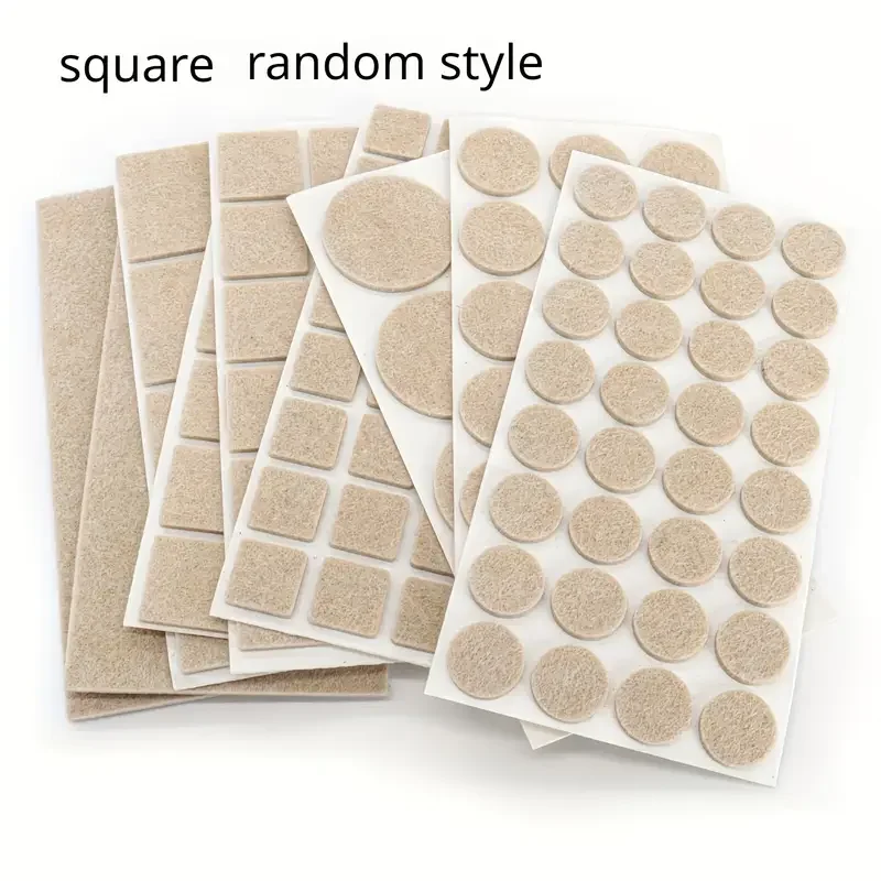 72pcs Heavy-Duty Non-Slip Furniture Pads, Beige Felt. Square & Round for Chairs, Tables on Hardwood & Metal. Damage-Free Removal