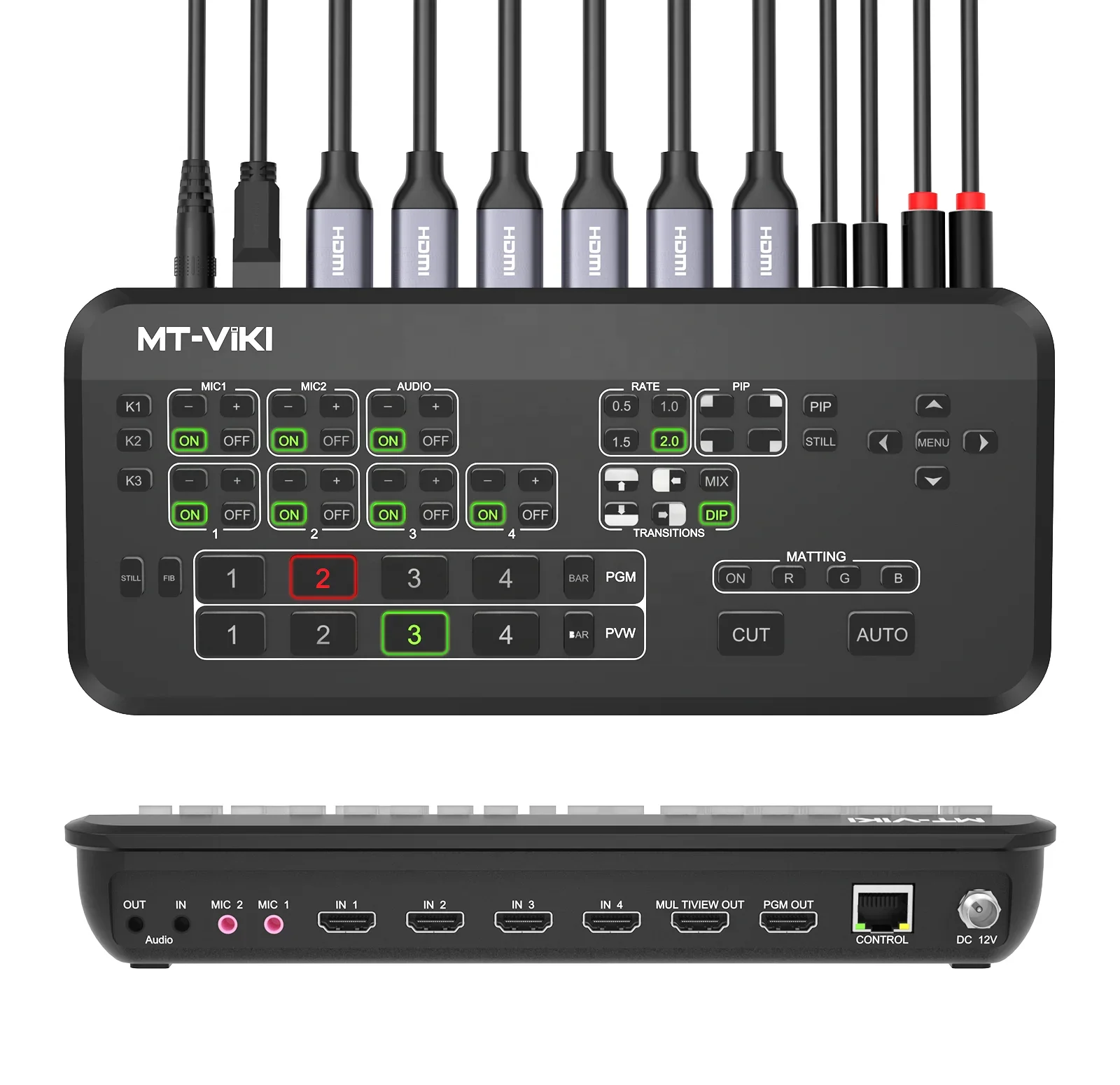 

MT-VIKI 4 Way Multi-View HDMI Video Switcher Broadcast Live Streaming HDMI Video Mixer Switcher Live Streaming 4-Channel Set