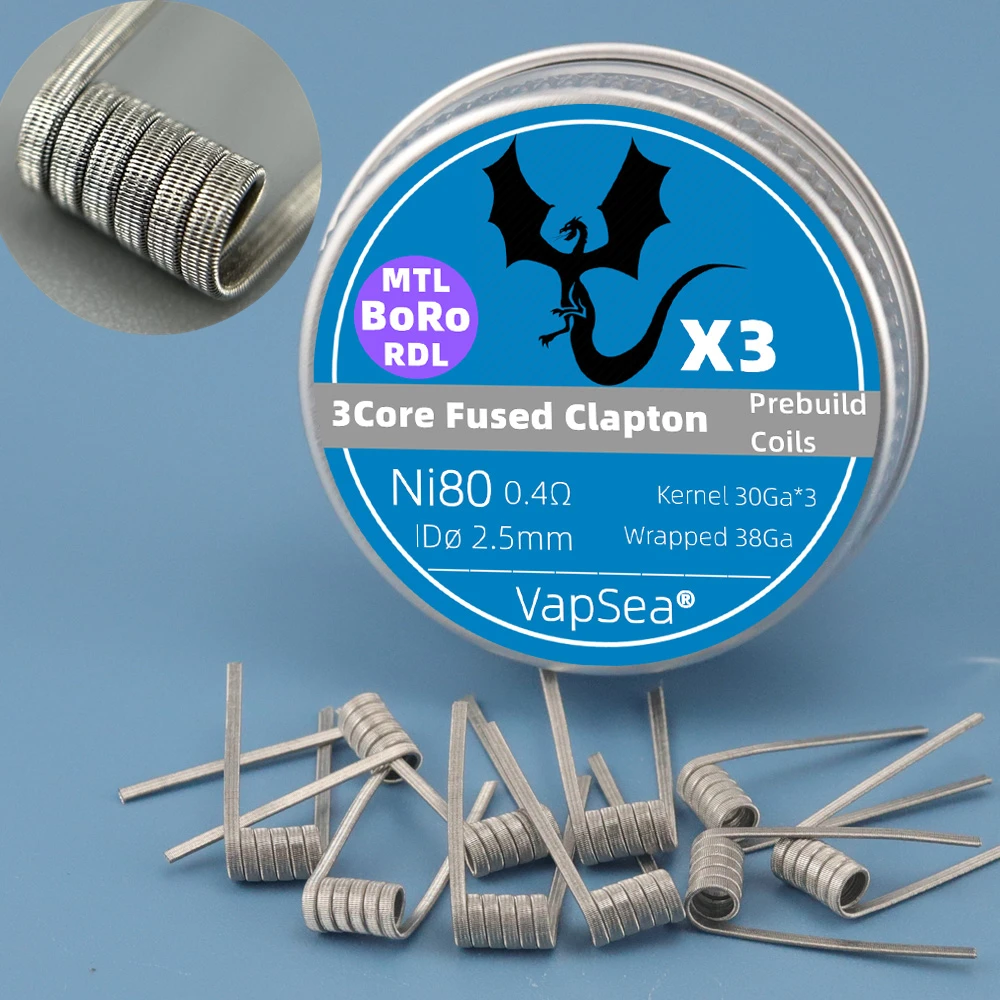 BB Billet BORO Tank Bridge Coils 2.5mm NI80/A1/SS316L Alien Clapton Prebuilt Coil For MTL/RDL/AIO/GTX/PNP RBA Heating Wire