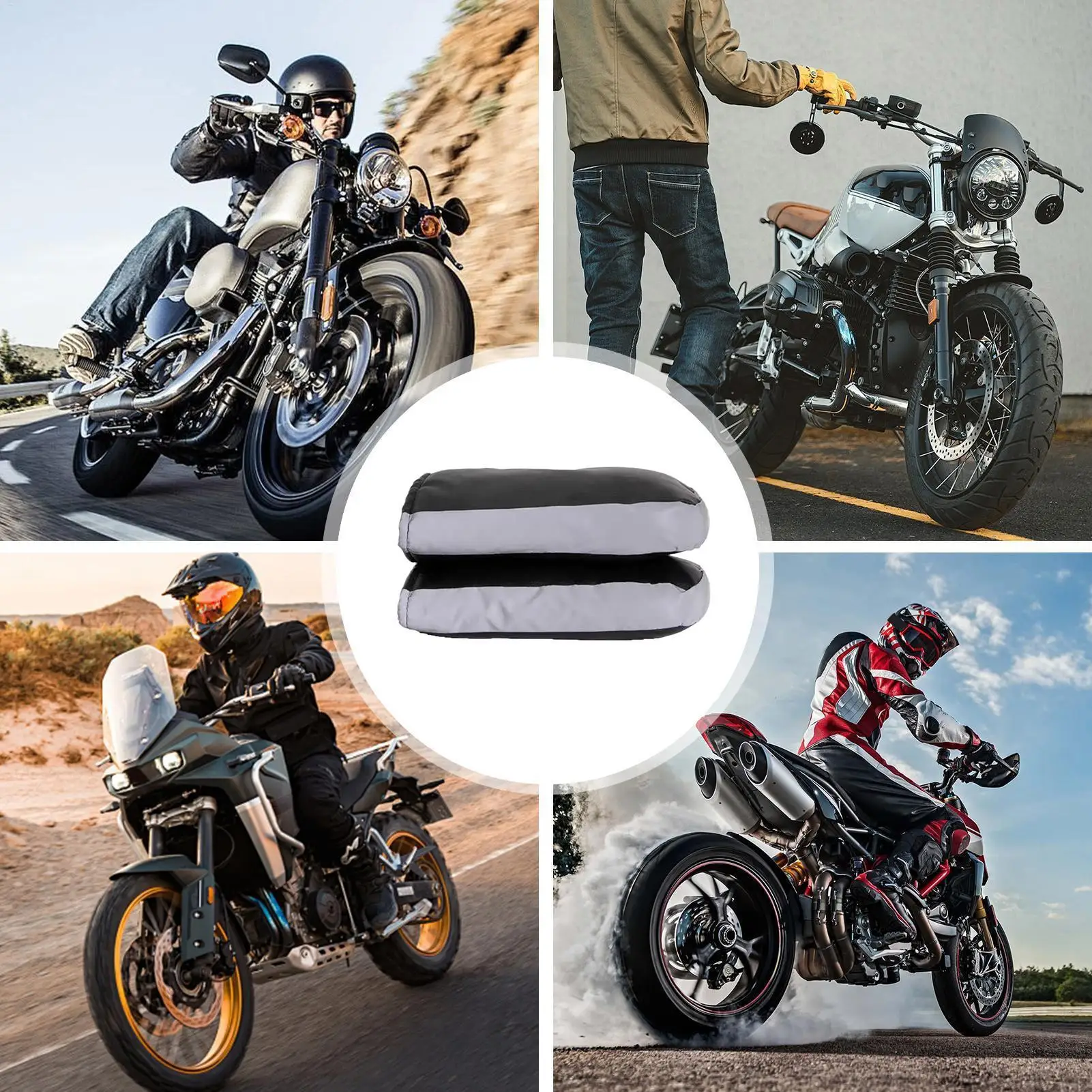 Motorcycle Handlebar Gloves Windproof Warm Soft Handlebar Muffs Warm Handle Thickened Reflective Strip for Motorcycle Cycling