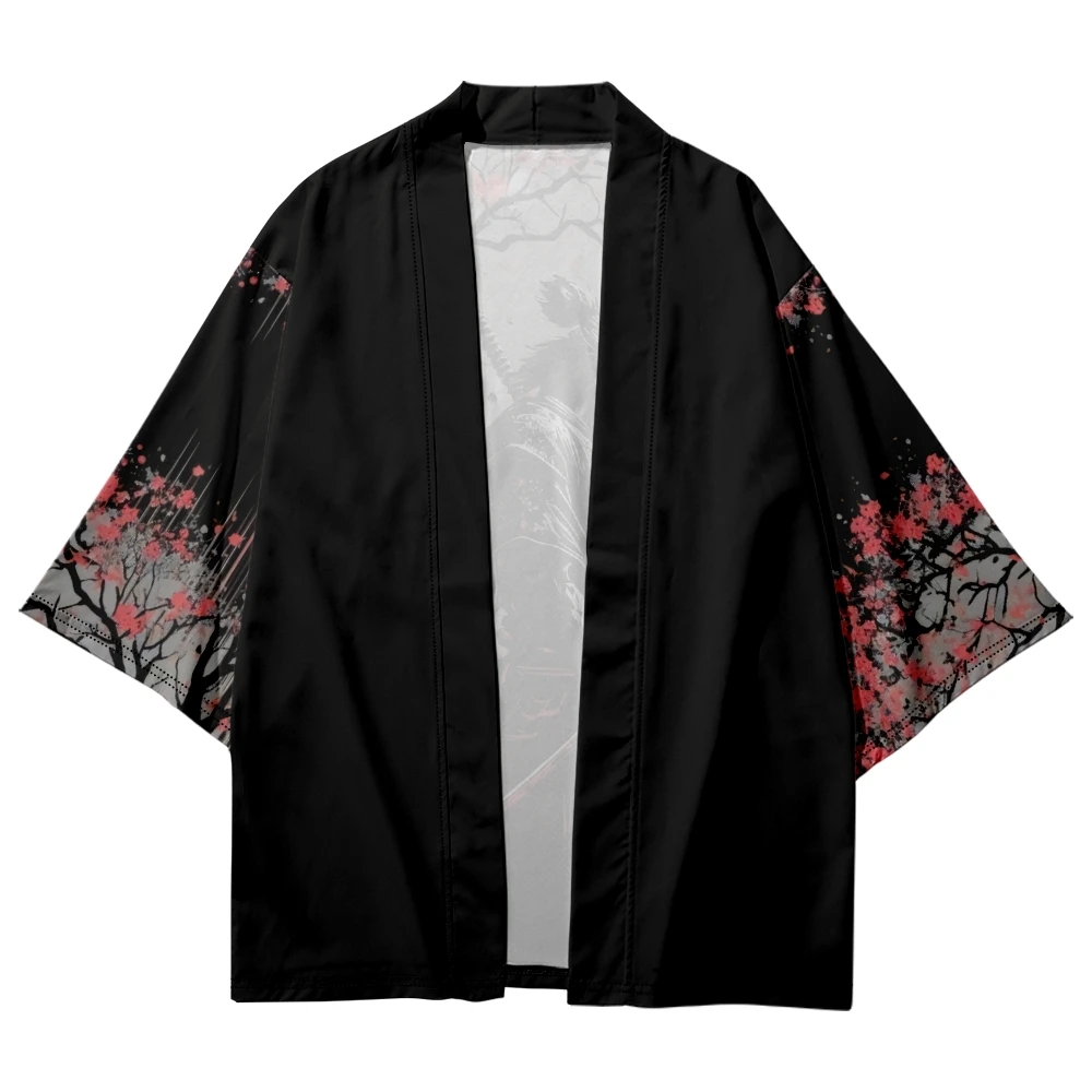 New Arrival Japanese  Samurai Print Kimono Traditional Streetwear Cardigan Robe Women Men Haori Top Yukata