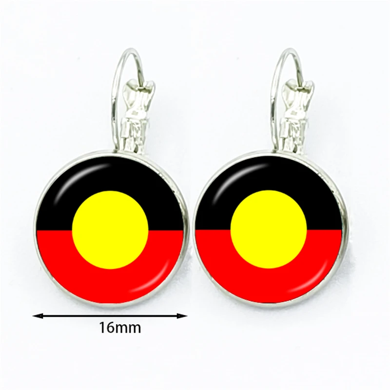 Australian Aboriginal Flag National Emblem Dangle Earrings Fashion Drop Earrings Glass Cabochon Lady Earrings Jewelry