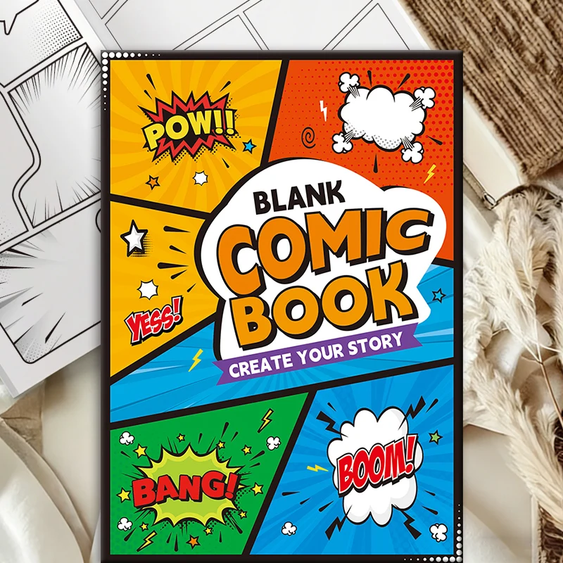 32-seitiges DIY Leeres Comic-Zeichenbuch für Kinder, Geschichtenerstellung, Leere Panels, Skizzen- und Malübungsheft – Detail 5