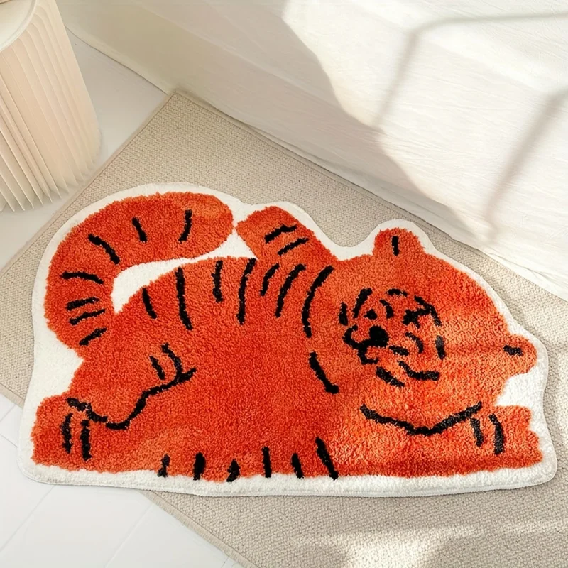 VIKAMA Kawaii Lying Cat Area Rug, Soft Plush Non-Slip Floor Mat, Perfect for Kids Room, Nursery & Pet Friendly Home Decor