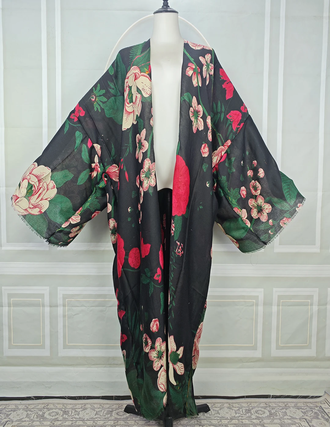 

Women's Beach Wear Loose Kimonos Cardigans Elegant Floral Summer OPen Front Duster 2026 Fashion African Lady Swimwear Cover Up