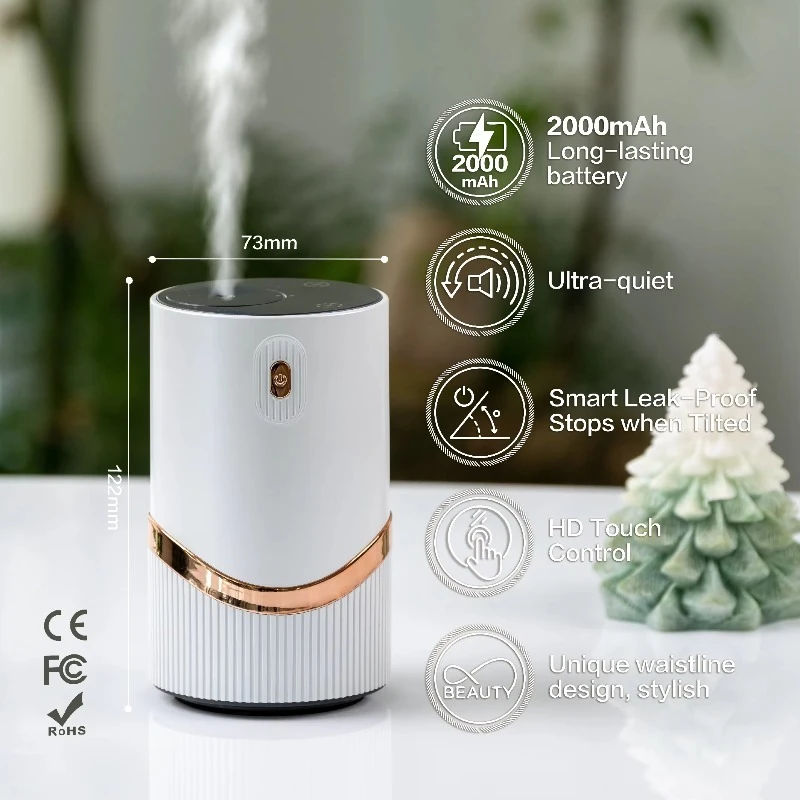 USB Mini Portable Aromatherapy Diffuser, Waterless Smart Essential Oil Car Air Purifier