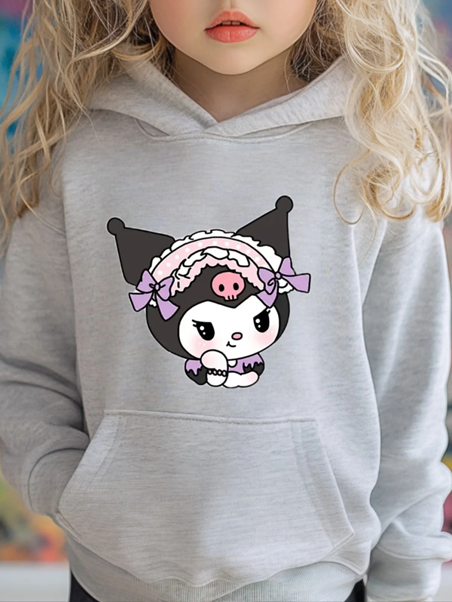 

Children's Halloween Kuromi cute cartoon print long-sleeved round neck pullover spring and autumn series girls and boys T-shirt