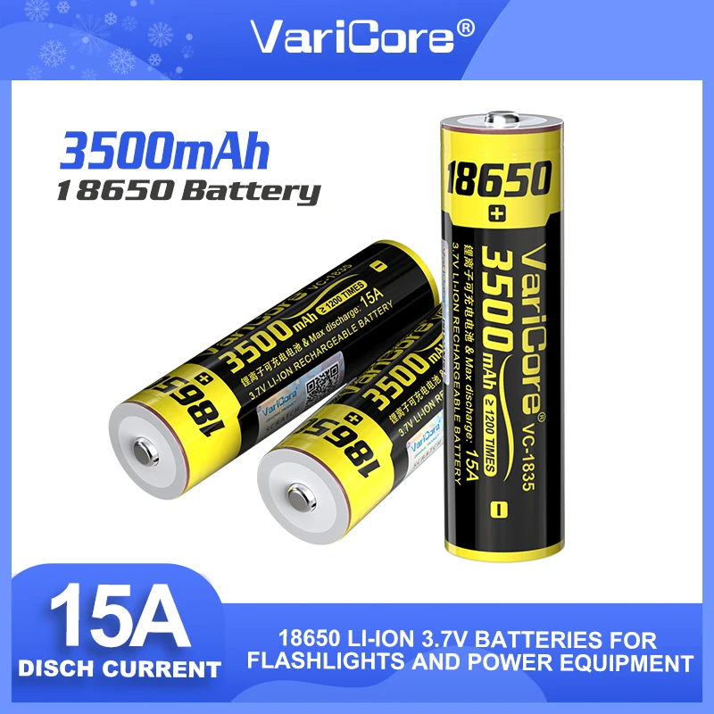 

10 шт./лот, новинка 2025 года, VariCore VC-1835 18650, 3,7 В, 3500 мАч, литиевая аккумуляторная батарея для светодиодного фонарика + заостренная своими руками