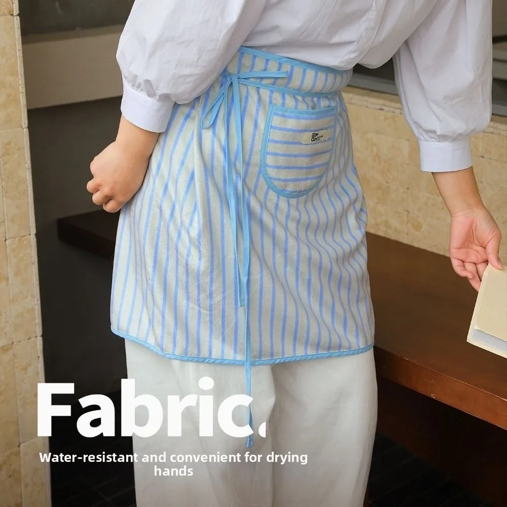 High Quality with Pockets Half Apron Wipeable Super absorbent Stripe Apron Durable Polyester Polyester Apron