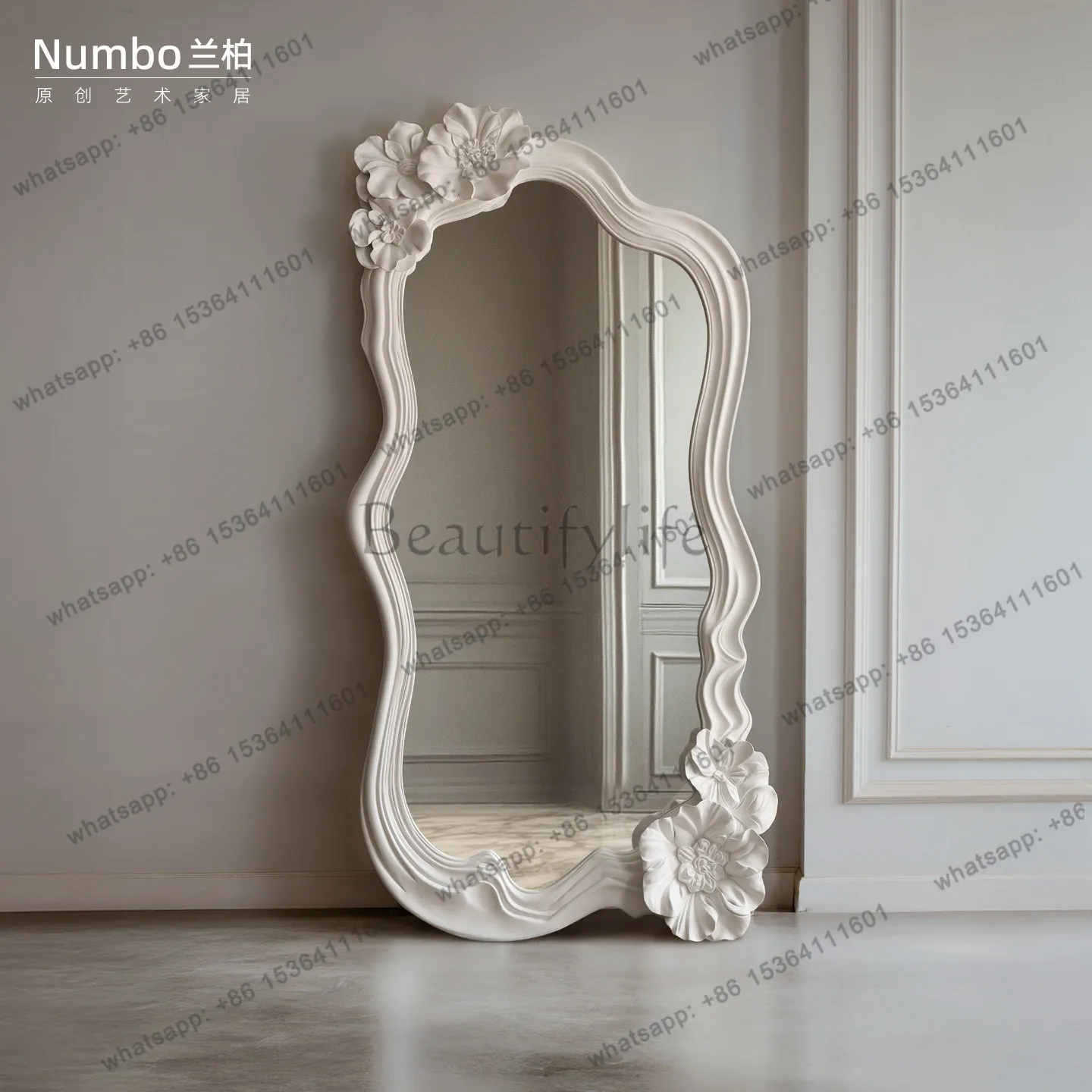 LS French retro full-length mirror high-end art carved wall hanging wedding dress clothing store fitting floor mirror