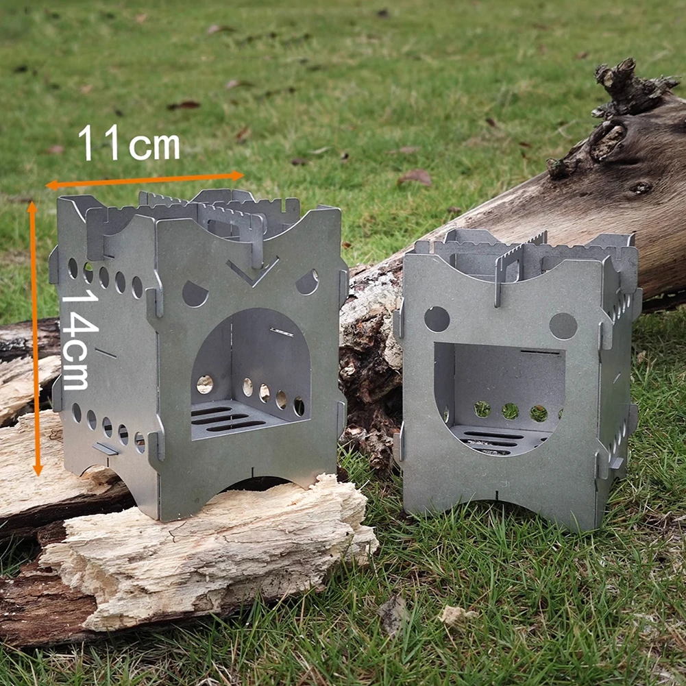 

Detachable Titanium Wood Stove Fire Alcohol Charcoal Stove Rack for Outdoor Camping BBQs Tea Brewing with Storage Pouch