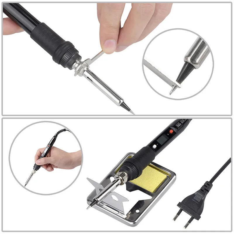 JCD Soldering Iron Kit 80W LCD Digital Display Adjustable Temperature With Switch Portable Tin iron 220V/110V Welding Tip Tools