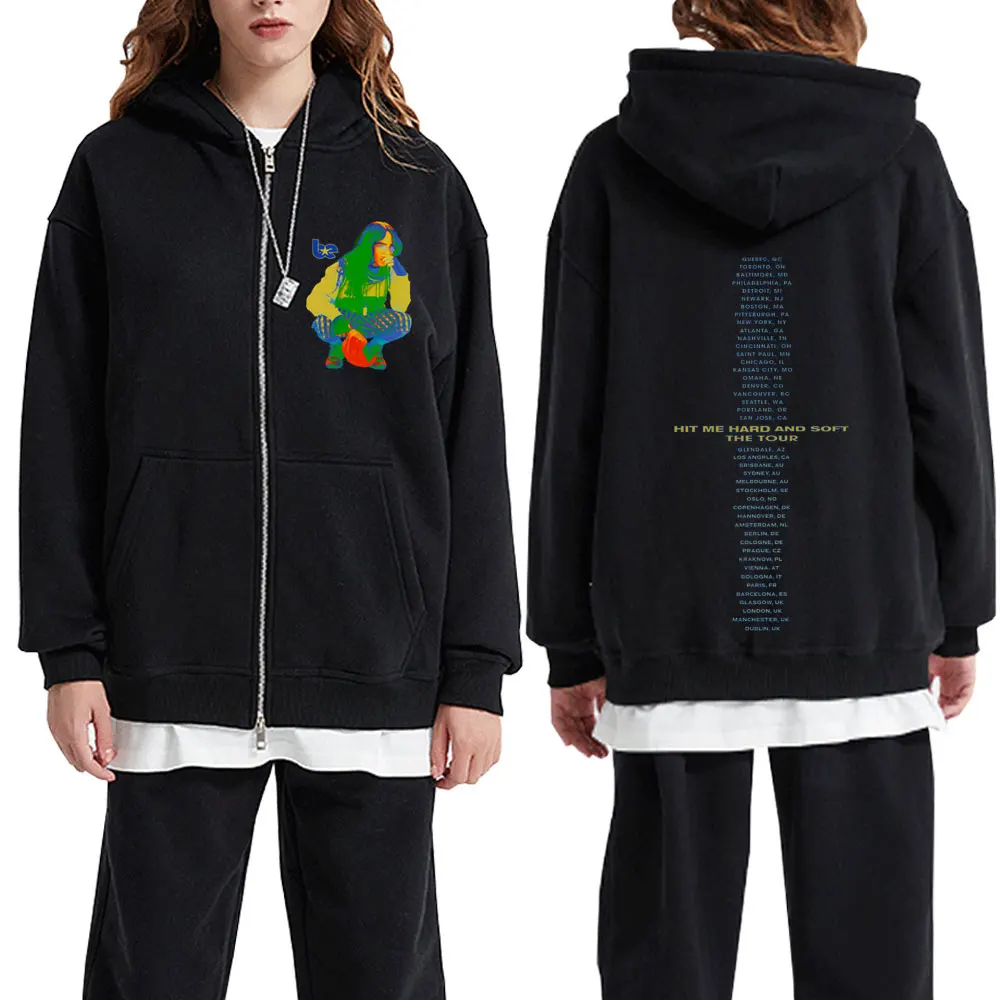 

Hit Me Hard and Soft Tour 2025 Merch Zipper Hoodie Men Women Fashion Hip Hop Jacket Coat Long Sleeved Casual Zip Up Sweatshirt