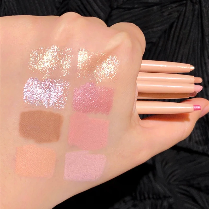 DIKALU Lidschattenstift Perlmutt-Matt Eyeliner Stift Wasserfest Highlighter Aufheller Seidenraupen-Make-up-Stift Glänzende Augenlider