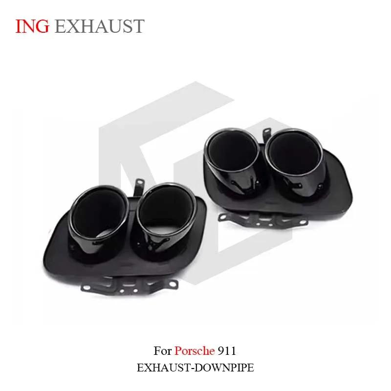 

ING Hot Sale SUS Black tips for Porsche 911 992 Carrera Turbo 3.0T Tail Throat Nozzle Auto Refitting Accessories Bumper Exhaust