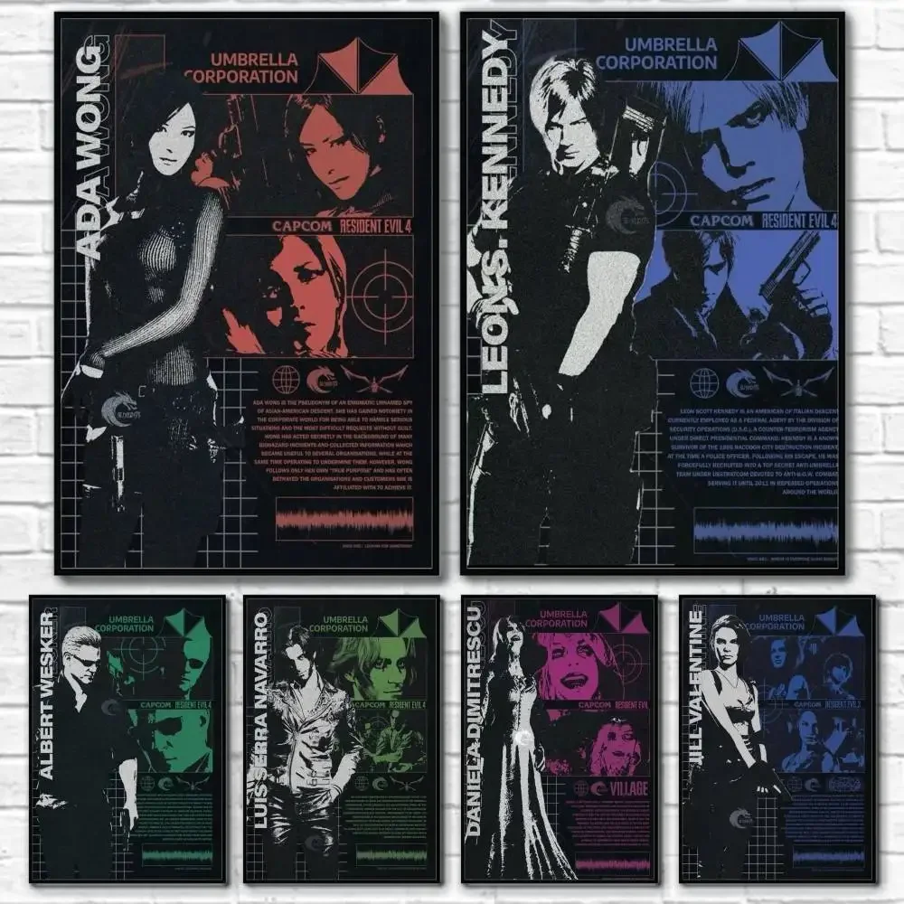 1PC Game R-Resident Evil Poster Water Proof Paper Print Room Decor Stickers Art Wall Decoration Living Room