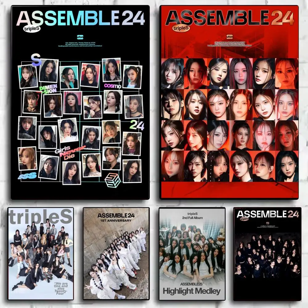 Poster Kpop futuriste Band T-TripleS ASSEMBLE24, impression artistique murale esthétique moderne, minimaliste, pour chambre à coucher, salon, décoration de la maison, cadeau