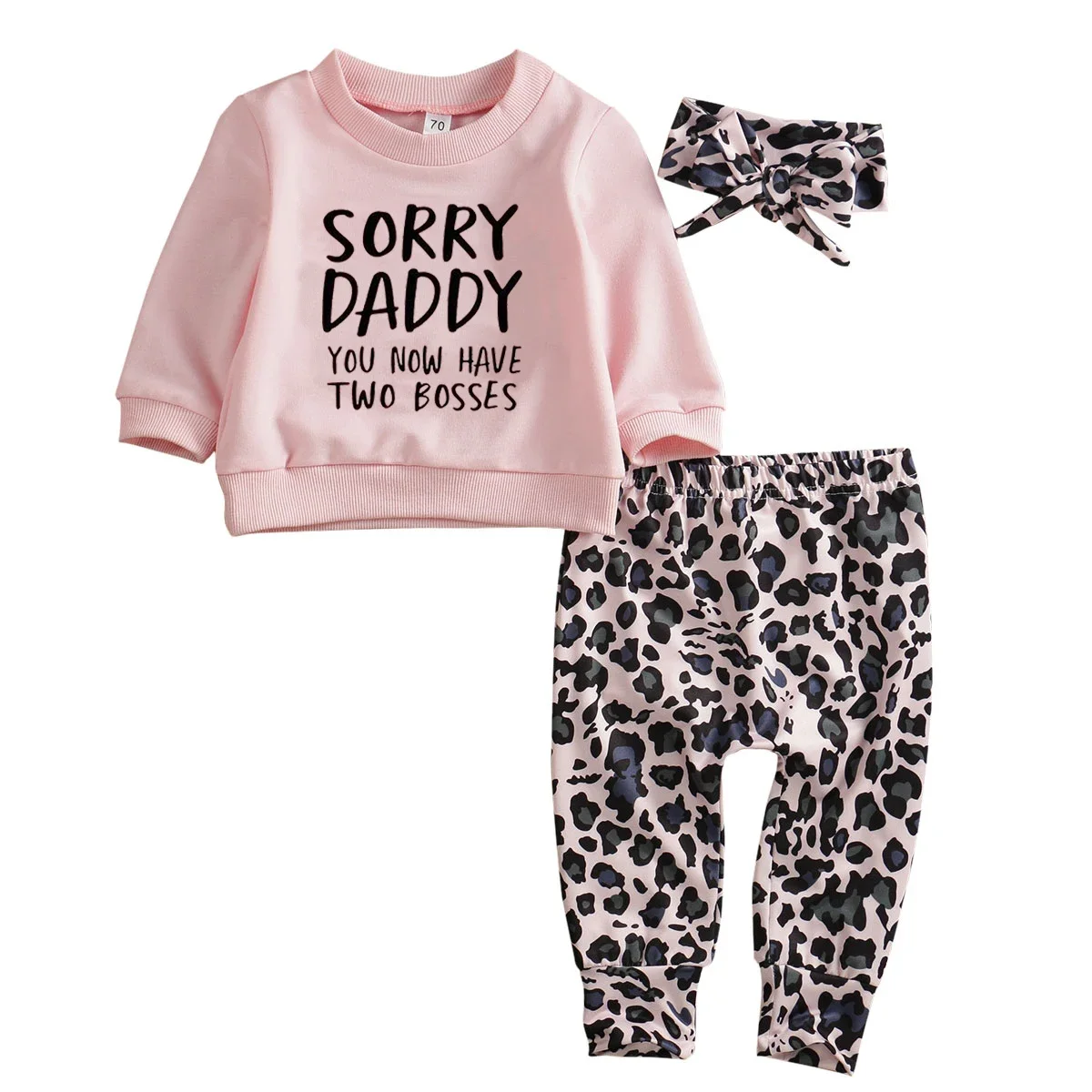 

Lioraitiin Newborn Baby Girl Autumn Clothing Set - Sorry Daddy Top Leopard Pants