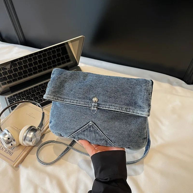 

Винтажная джинсовая сумка через плечо, женская сумка-мессенджер большой вместимости, сумки-ранцы с несколькими карманами, женская сумка через плечо с регулируемым ремешком