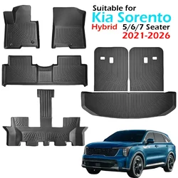 [Hybrid] TPE Floor Mats Trunk Mat Backrest Mat for 2021- 2026 Kia Sorento Hybrid All Weather Cargo Liner Accessories PHEV & HEV