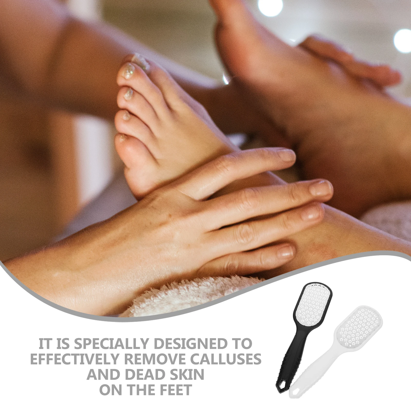 

2Pcs Stainless Steel Foot File Handheld Callus Remover Pedicure Tool Dead Skin Grinder ABS Material Long Service Life Easy