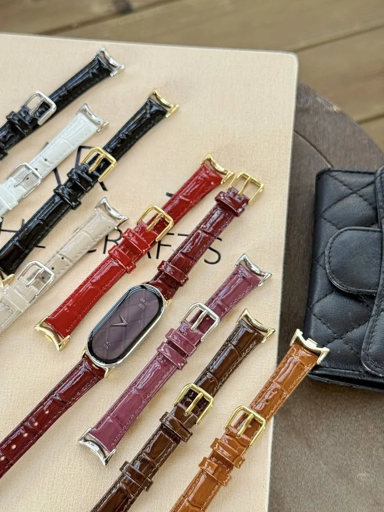 

Slim Leather Strap for Xiaomi Mi Band 10/9/8 Genuine Leather Breathable Replacement Band for Mi Band 9 8Pro SmartWatch Wristband