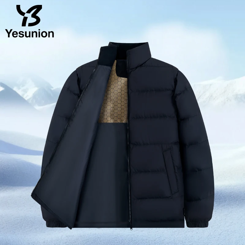 YESUNION للجنسين الشتاء الوقوف طوق الأبيض أسفل سترة دافئة يندبروف معطف خفيف الوزن سترة منتفخة مقاوم للماء معطف عالي الجودة
